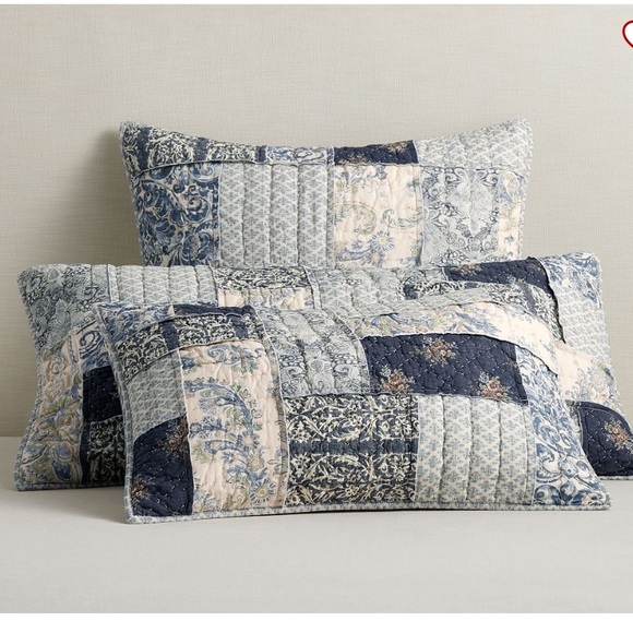 POTTERY BARN DELANEY HANDCRAFTED PATCHWORK QUILTED SHAM - EURO